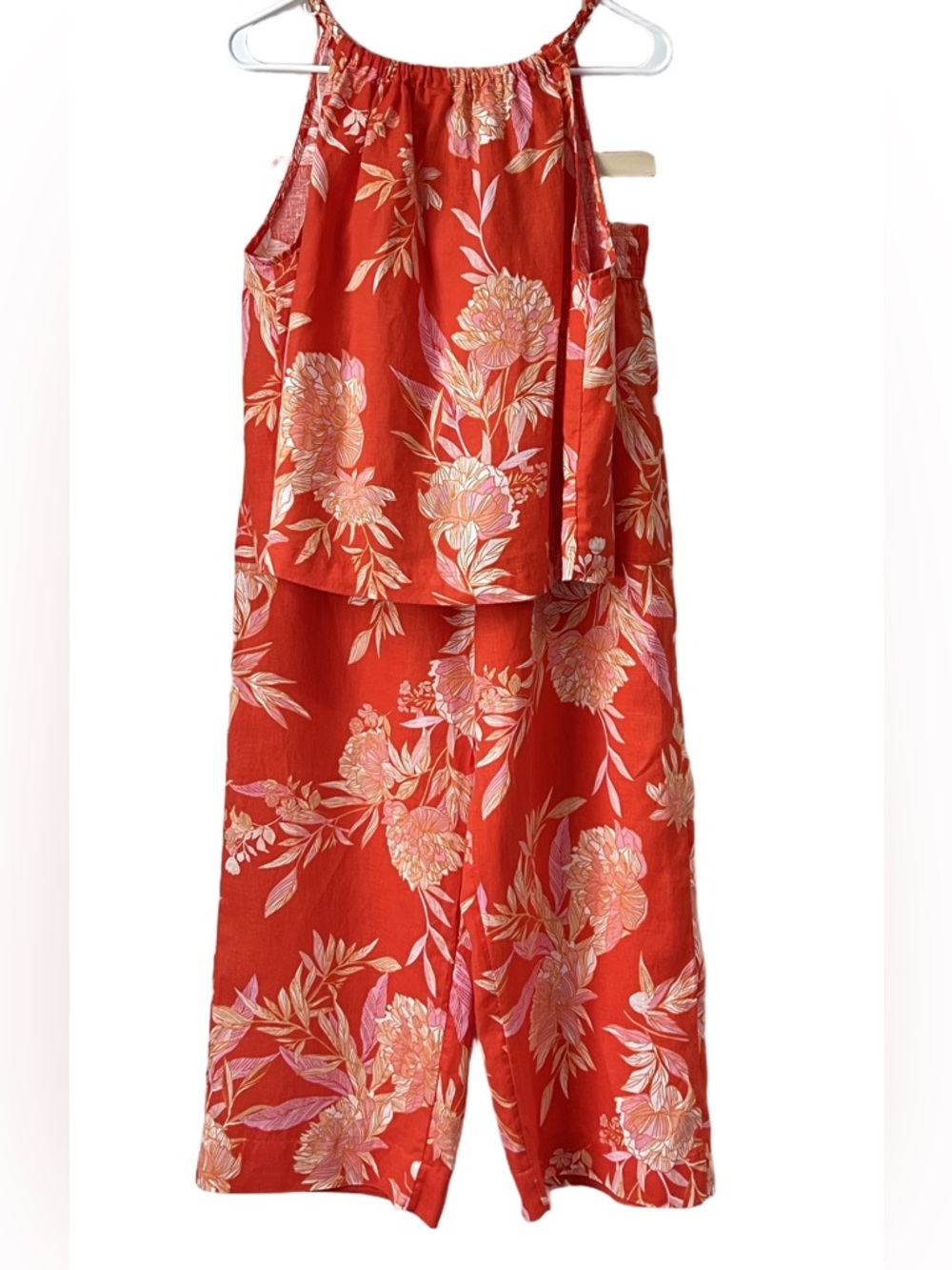 Cynthia Rowley Linen Matching Set Floral Top Wide Leg Pants Size M Resort - Picture 1 of 13